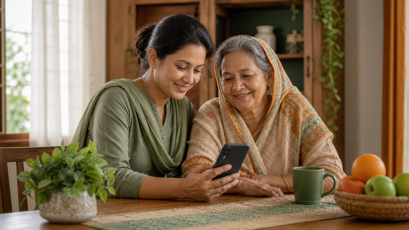 পরিবার phone-এ money received confirmation দেখছে