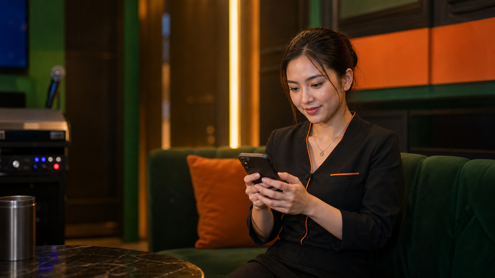 Người lao động tại Malaysia chuẩn bị chuyển tiền bằng điện thoại sau giờ làm